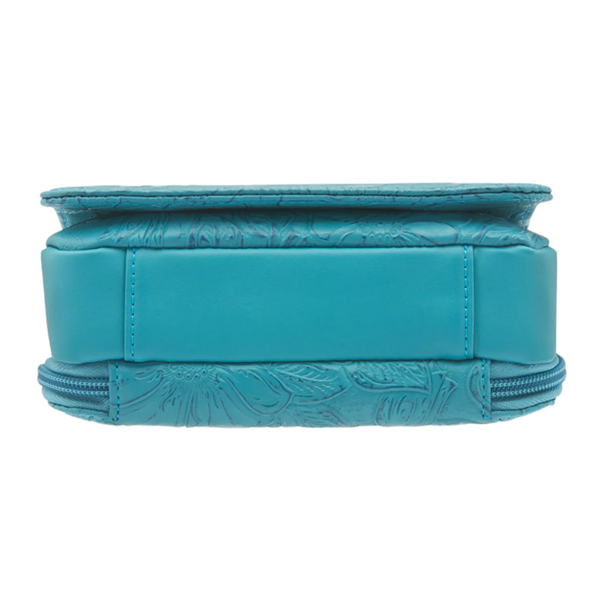 Leather Crossbody Organizer Concealed Carry Purse USA Cowhide - Turquoise