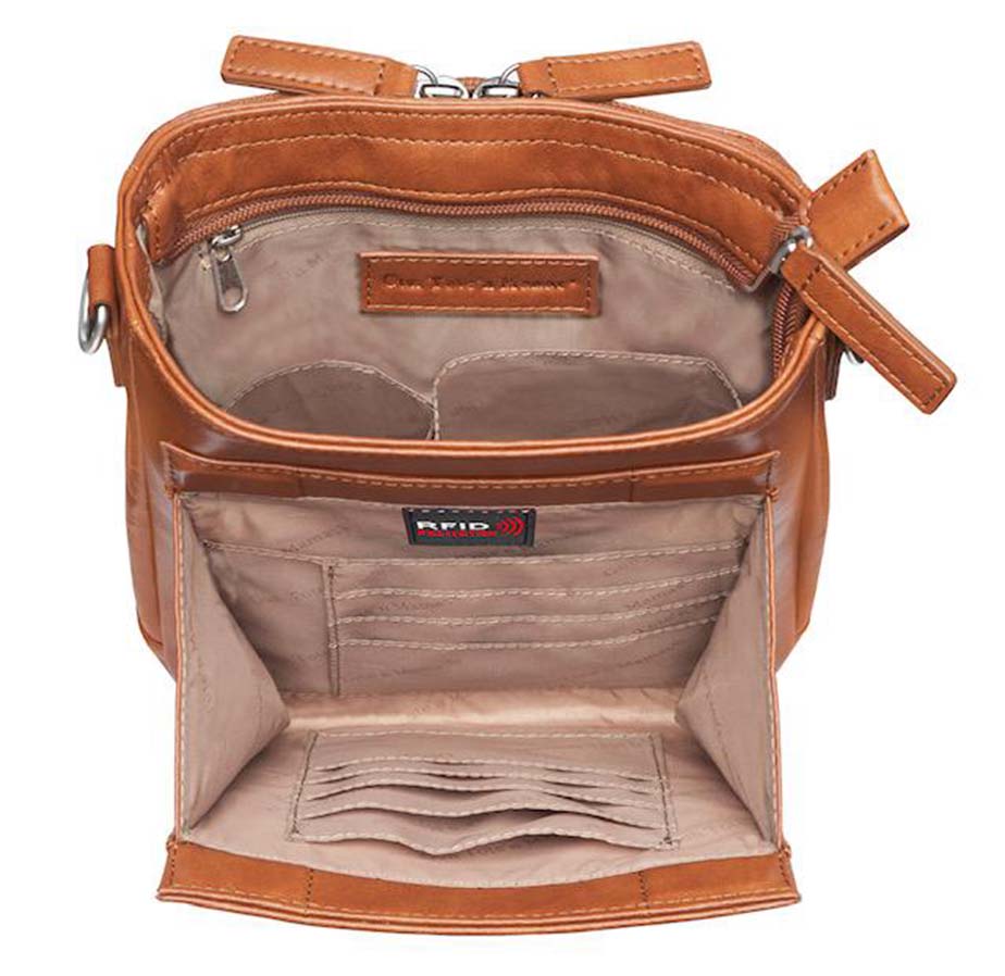 Leather BOHO Mini Crossbody Concealed Carry Purse USA Cowhide - Tan