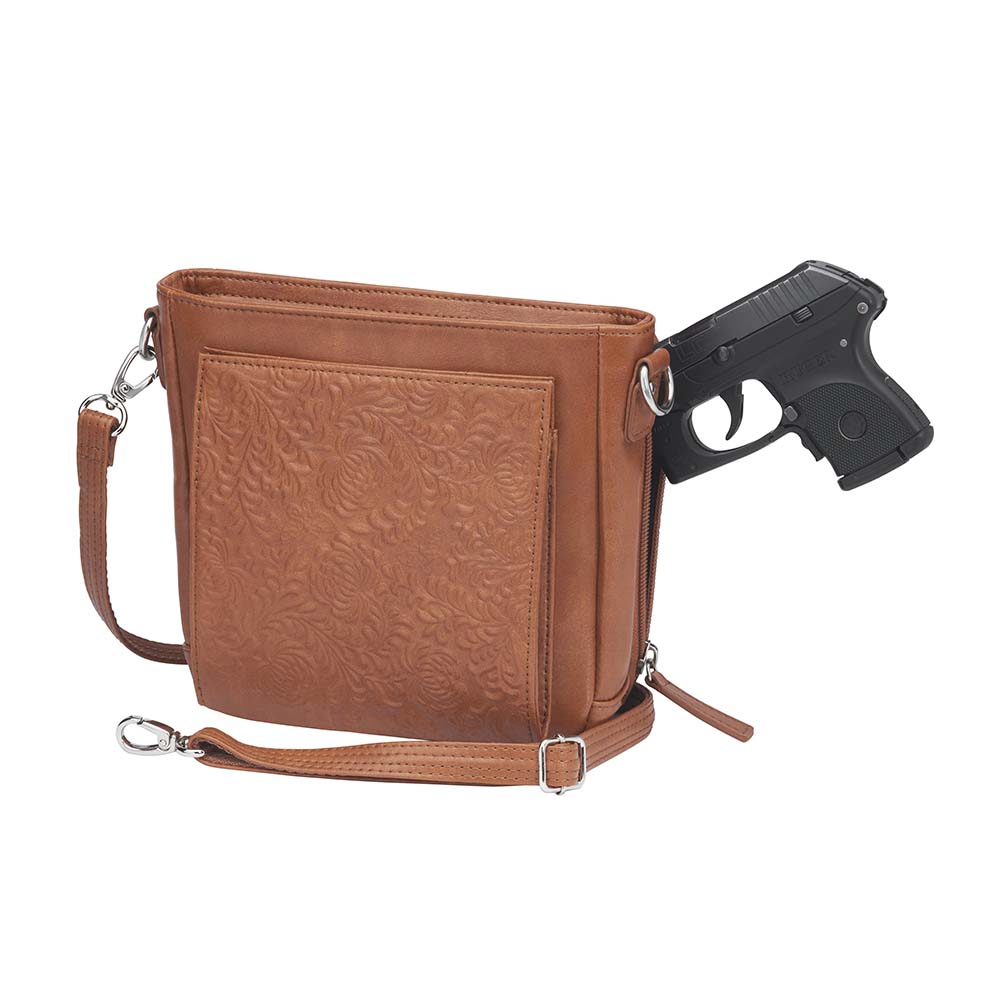 Leather BOHO Mini Crossbody Concealed Carry Purse USA Cowhide - Tan
