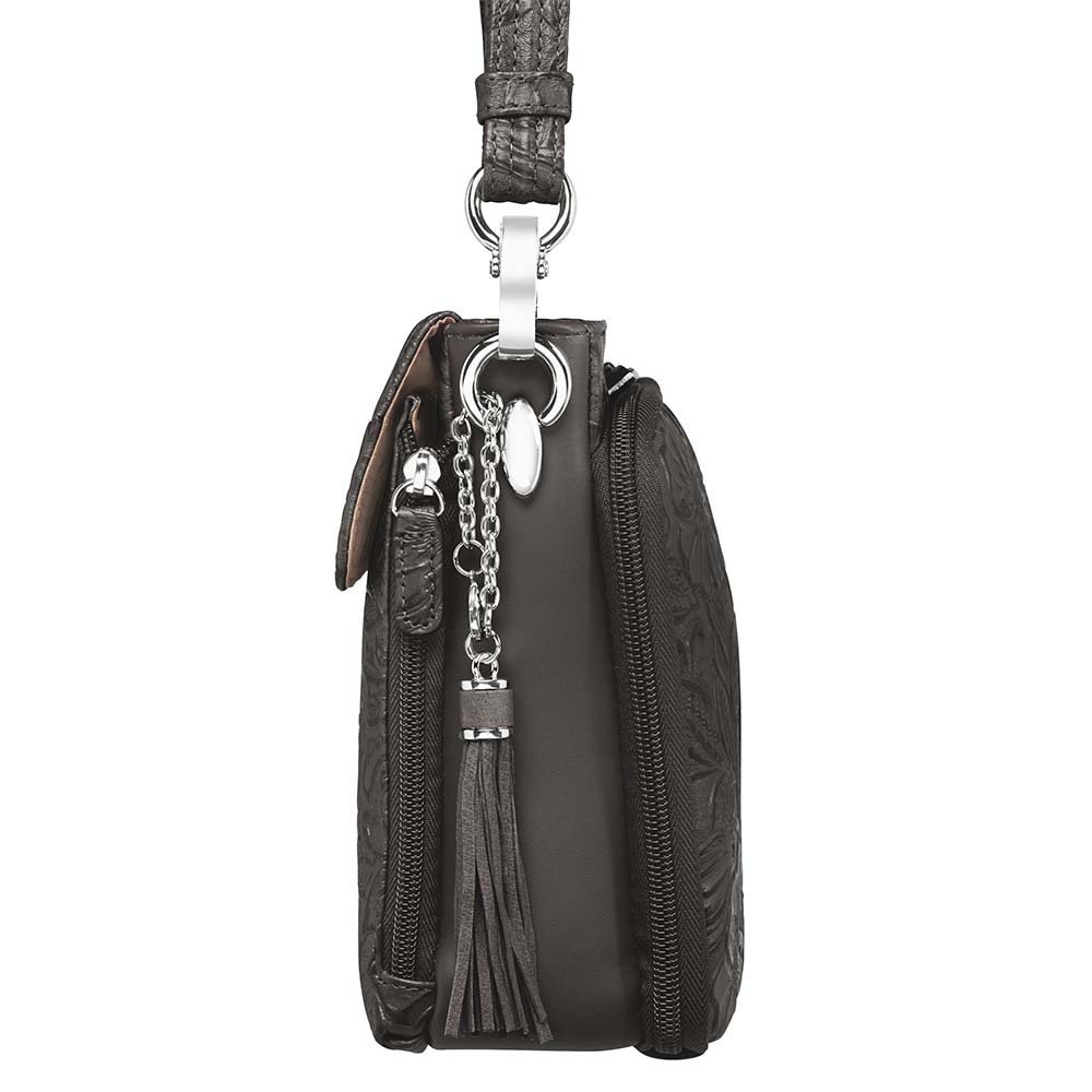 Leather Clutch Concealed Carry Purse Debossed USA Cowhide - Black