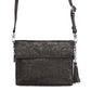 Leather Clutch Concealed Carry Purse Debossed USA Cowhide - Black