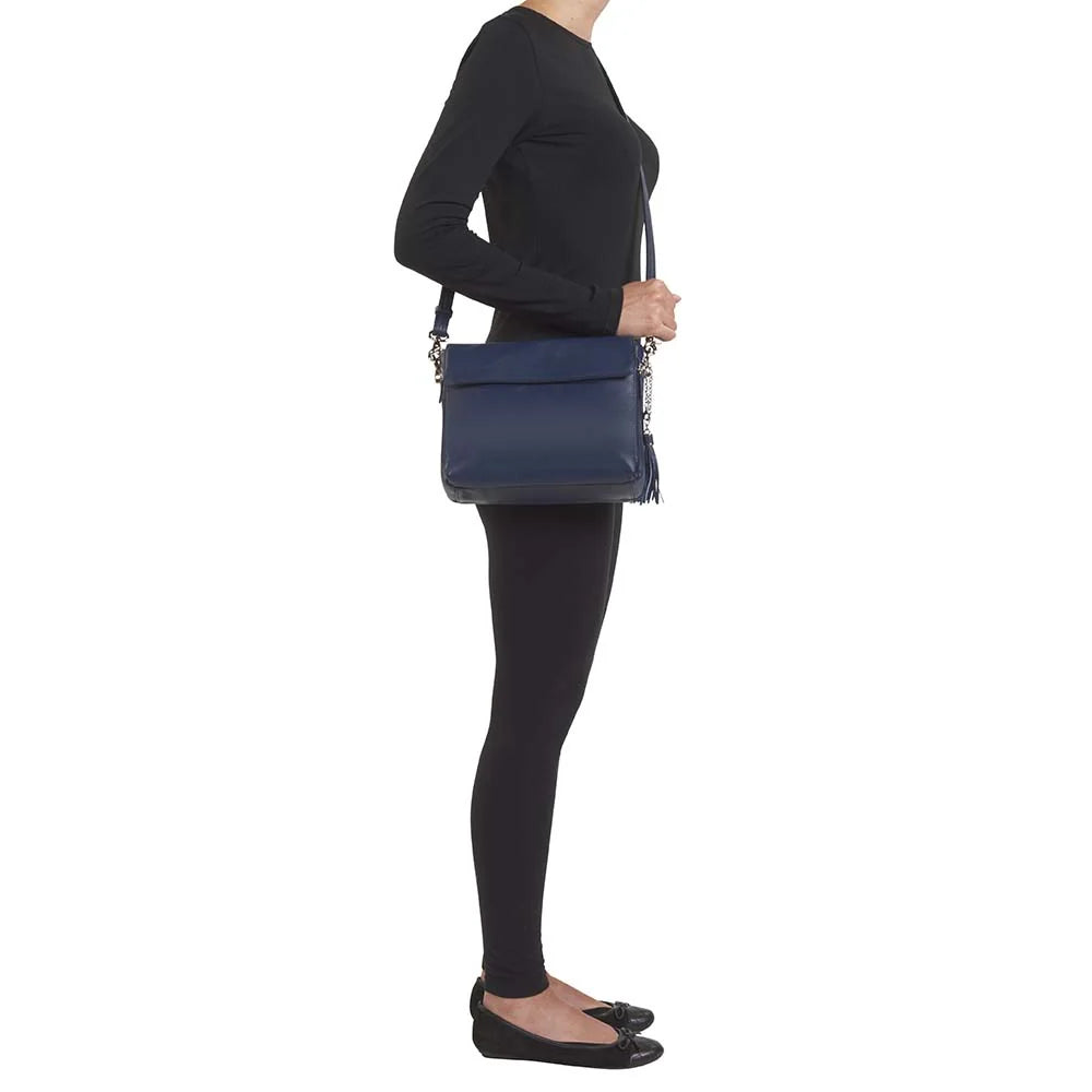 Leather Clutch Concealed Carry Purse Cowhide - Indigo