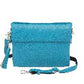 Leather Clutch Concealed Carry Purse Debossed USA Cowhide - Turquoise