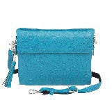 Leather Clutch Concealed Carry Purse Debossed USA Cowhide - Turquoise