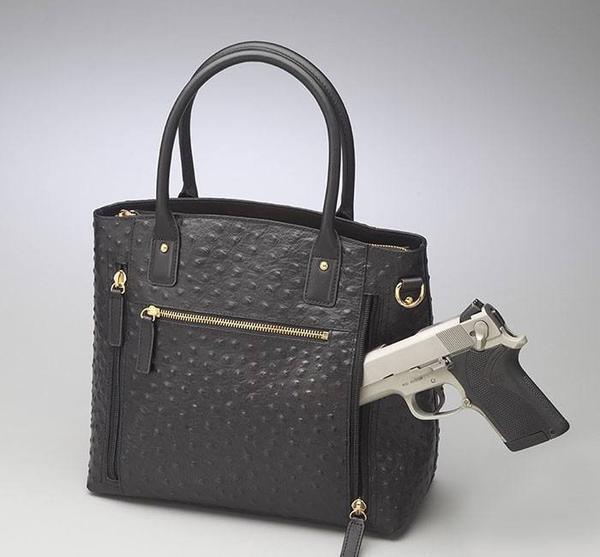 Leather Town Tote Concealed Carry Purse USA Cowhide - Black