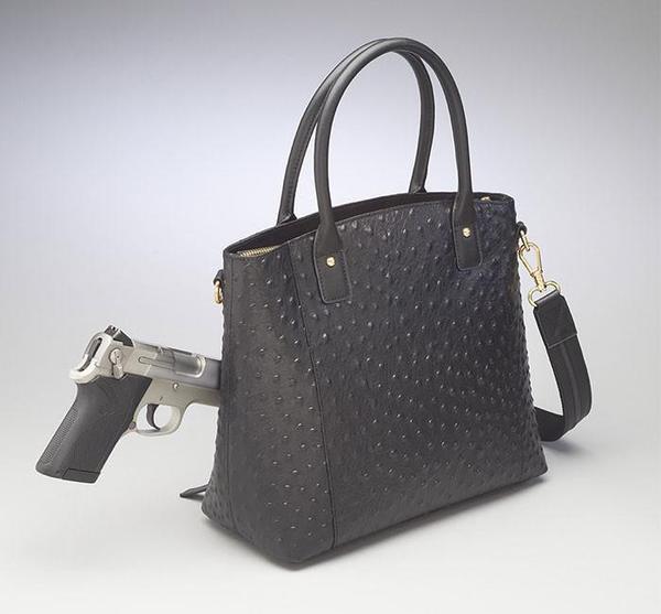 Leather Town Tote Concealed Carry Purse USA Cowhide - Black