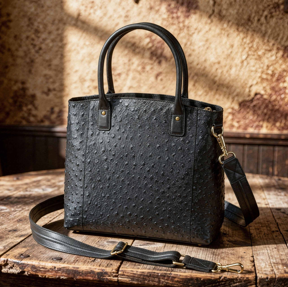 Leather Town Tote Concealed Carry Purse USA Cowhide - Black