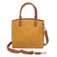 Town Tote Concealed Carry Purse Tooled Cowhide - Mustard