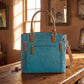 Town Tote Concealed Carry Purse Tooled Cowhide - Turquoise