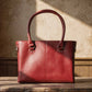 Traditional Open Top Tote Concealed Carry Purse Cowhide - Red