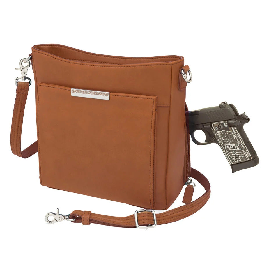 Slim Crossbody Concealed Carry Top Grain USA Cowhide - Saddle