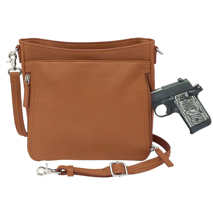 Slim Crossbody Concealed Carry Top Grain USA Cowhide - Saddle
