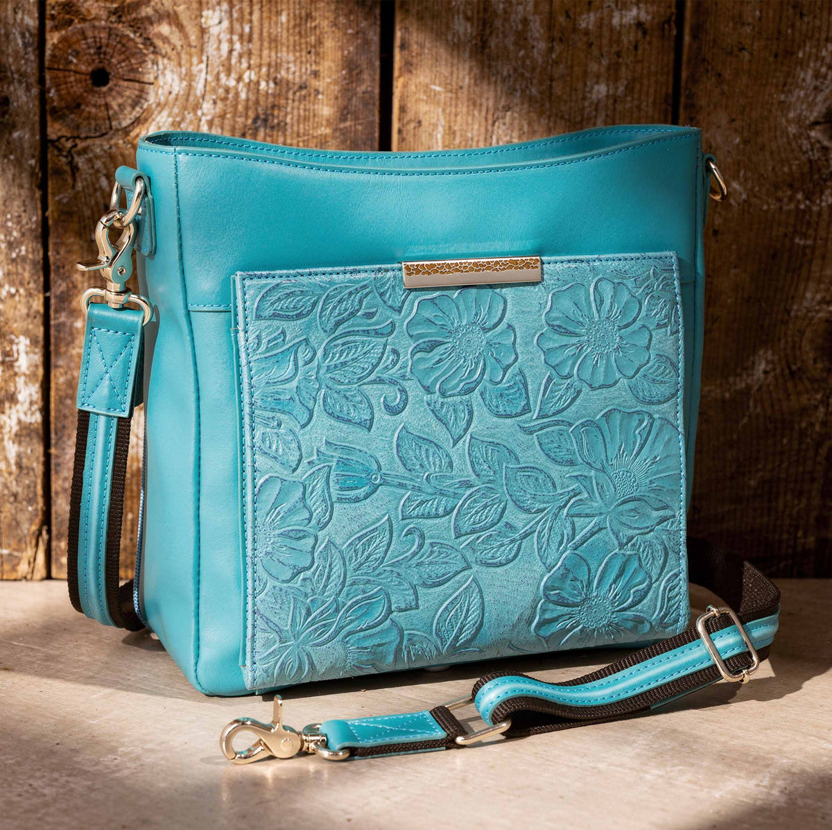 Slim Crossbody Concealed Carry Purse Lambskin - Turquiuse Blue