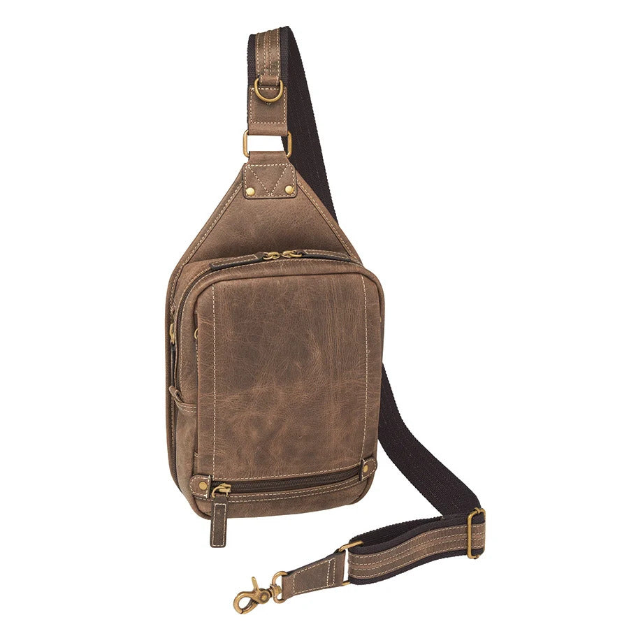 Concealed Carry Small Sling Crossbody Distressed Buffalo - Brown