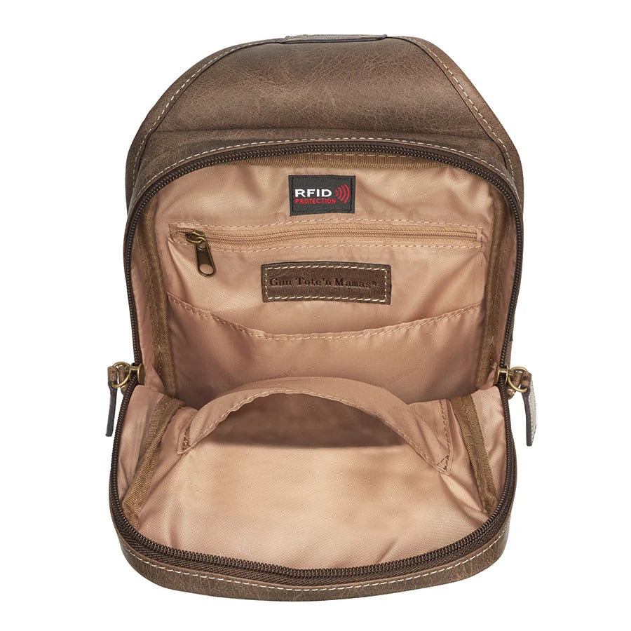 Concealed Carry Small Sling Crossbody Distressed Buffalo - Brown