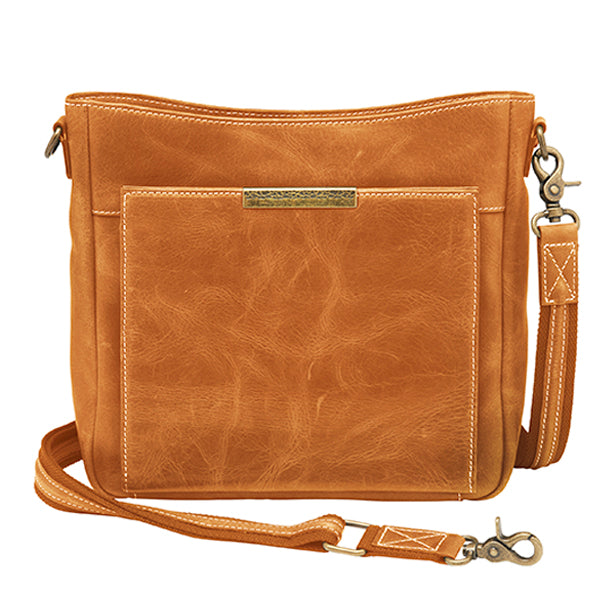 Slim Crossbody Concealed Carry Purse Distressed Buffalo Caramel