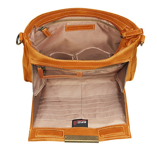 Slim Crossbody Concealed Carry Purse Distressed Buffalo Caramel