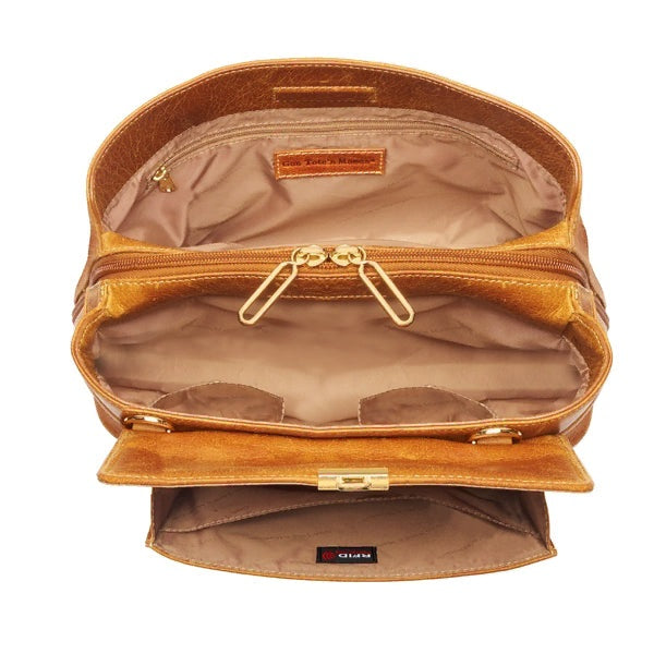 Avenue Large Satchel Concealed Carry Bag - Caramel