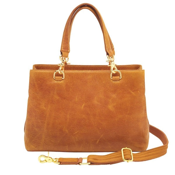 Avenue Large Satchel Concealed Carry Bag - Caramel