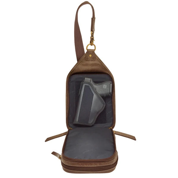 Compact Concealed Carry Sling Crossbody USA Buffalo Leather