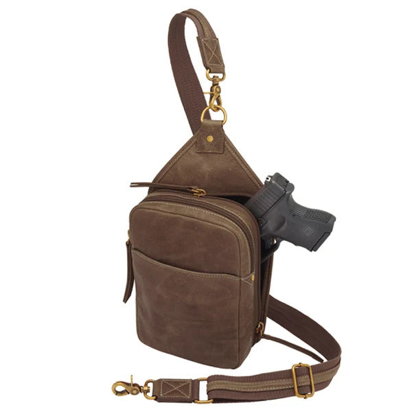 Compact Concealed Carry Sling Crossbody USA Buffalo Leather