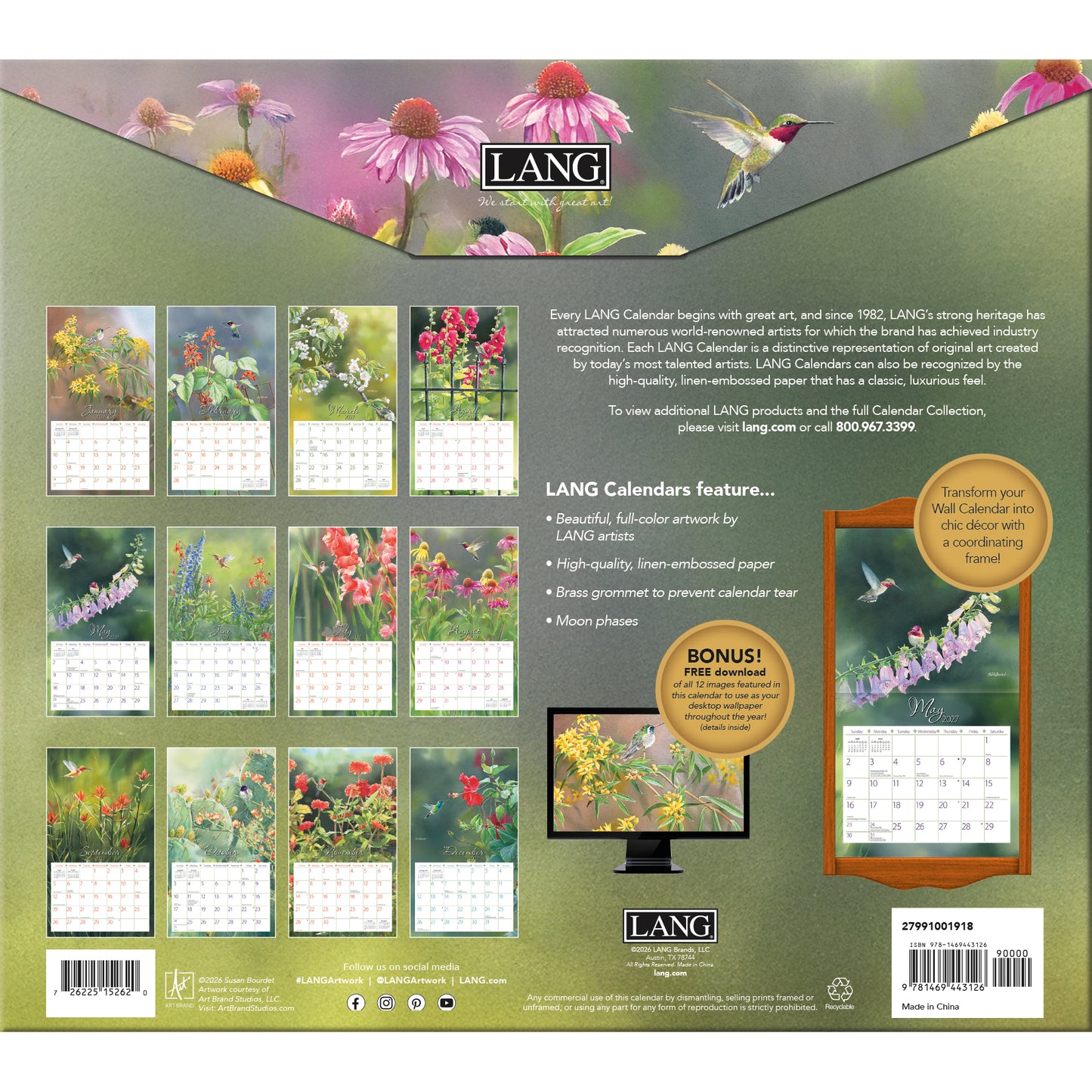 Hummingbirds - 2027 Wall Calendar
