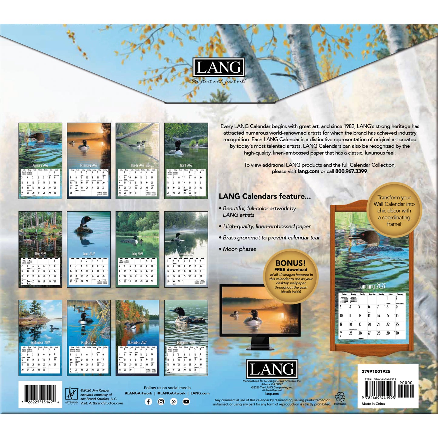 Loons in the Lake - 2027 Wall Calendar