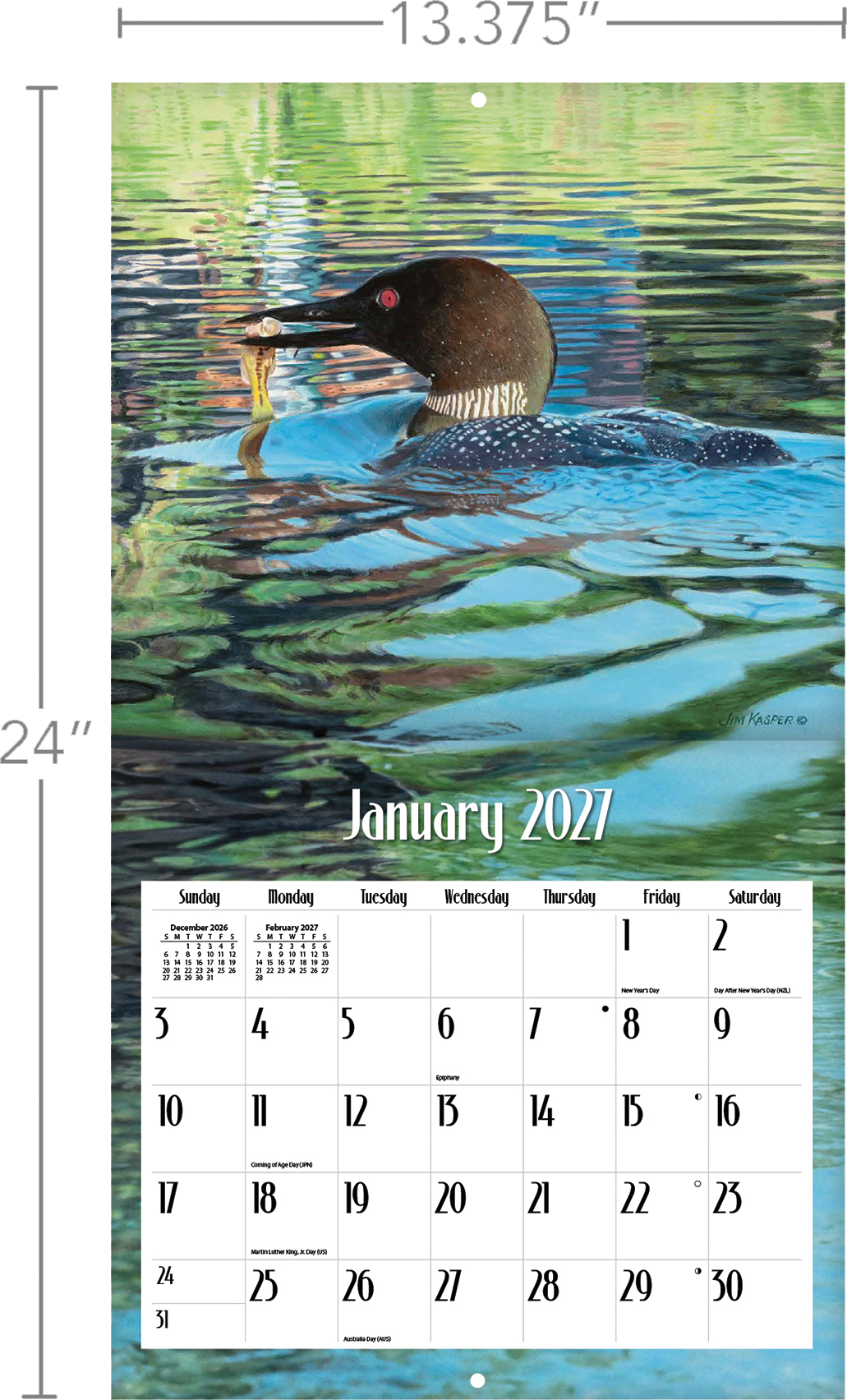 Loons in the Lake - 2027 Wall Calendar