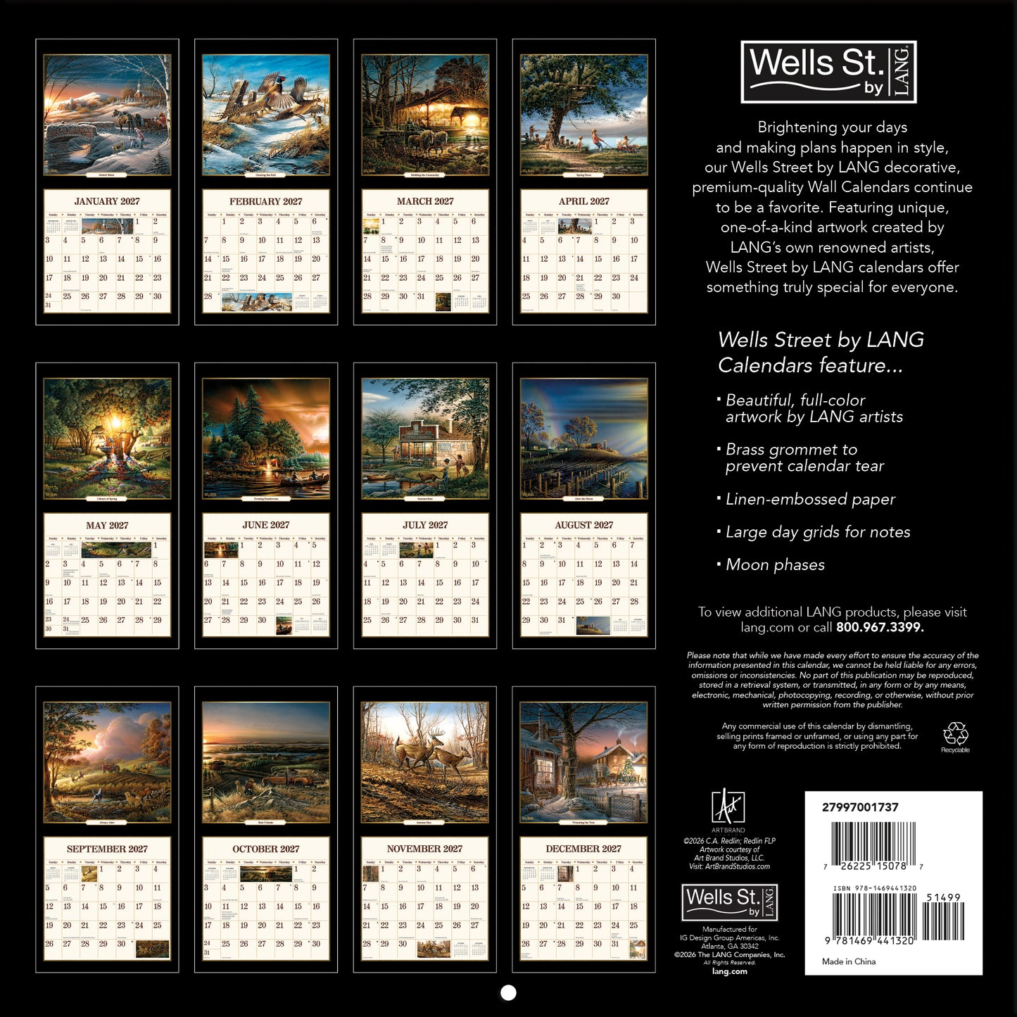 Terry Redlin - 12" x 12" 2027 Wall Calendar