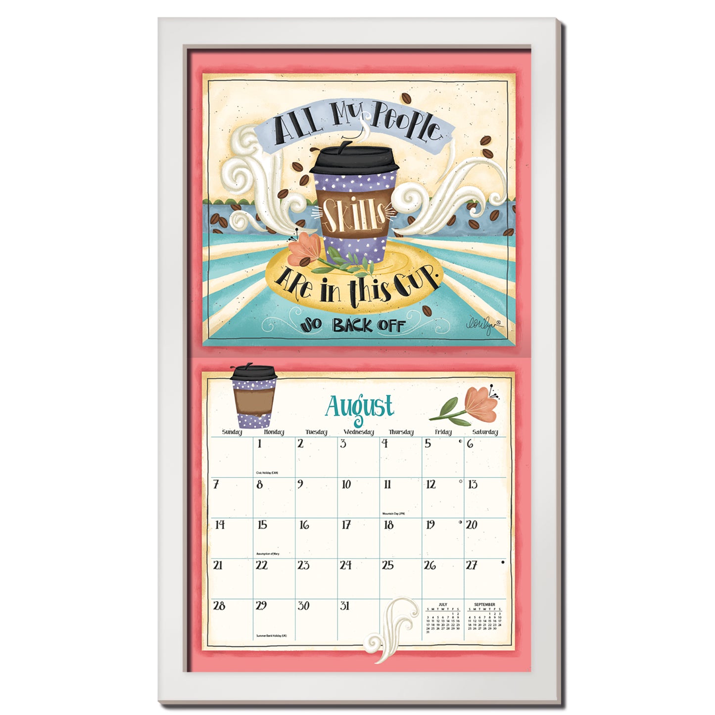 White - Contemporary Calendar Frame