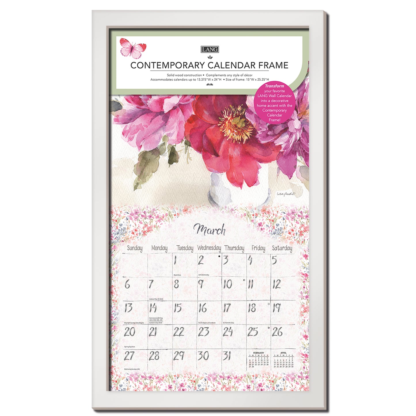 White - Contemporary Calendar Frame