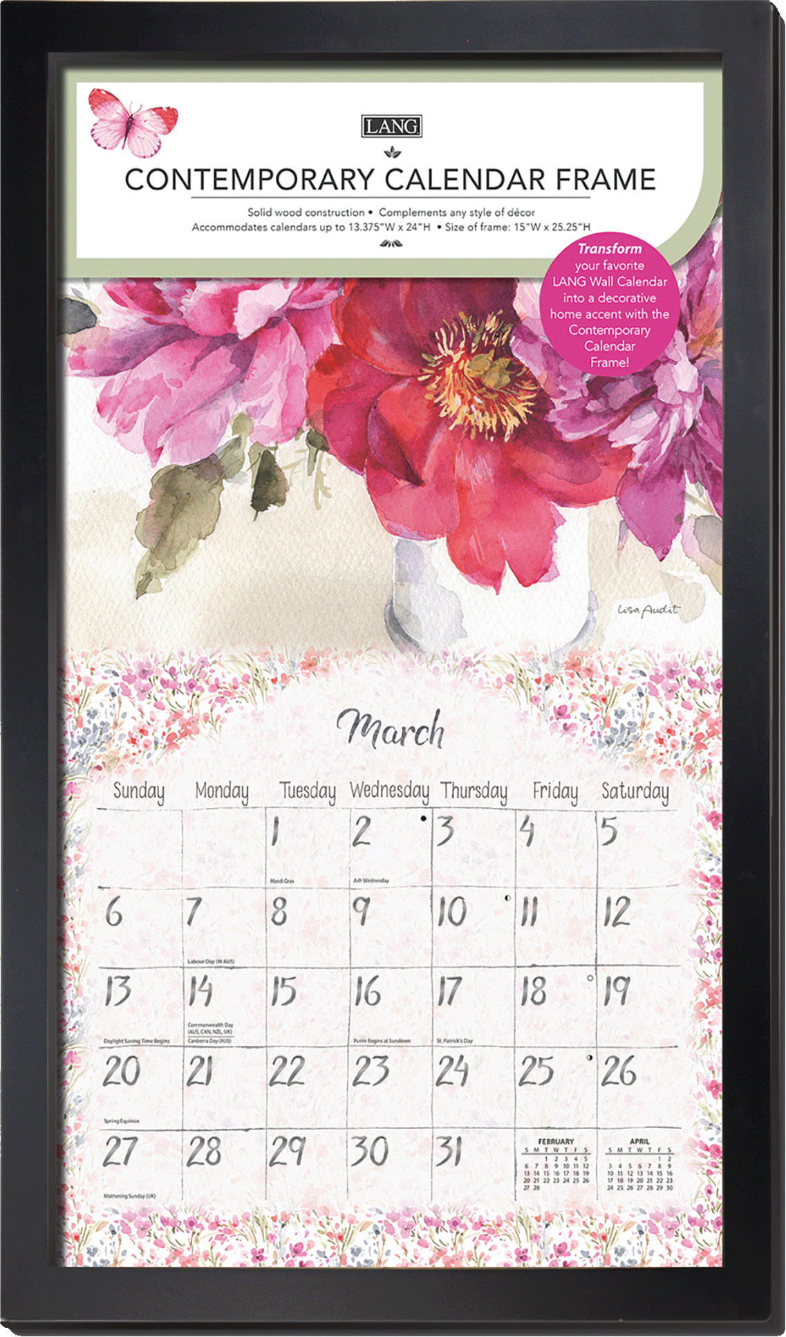 Black - Contemporary Calendar Frame
