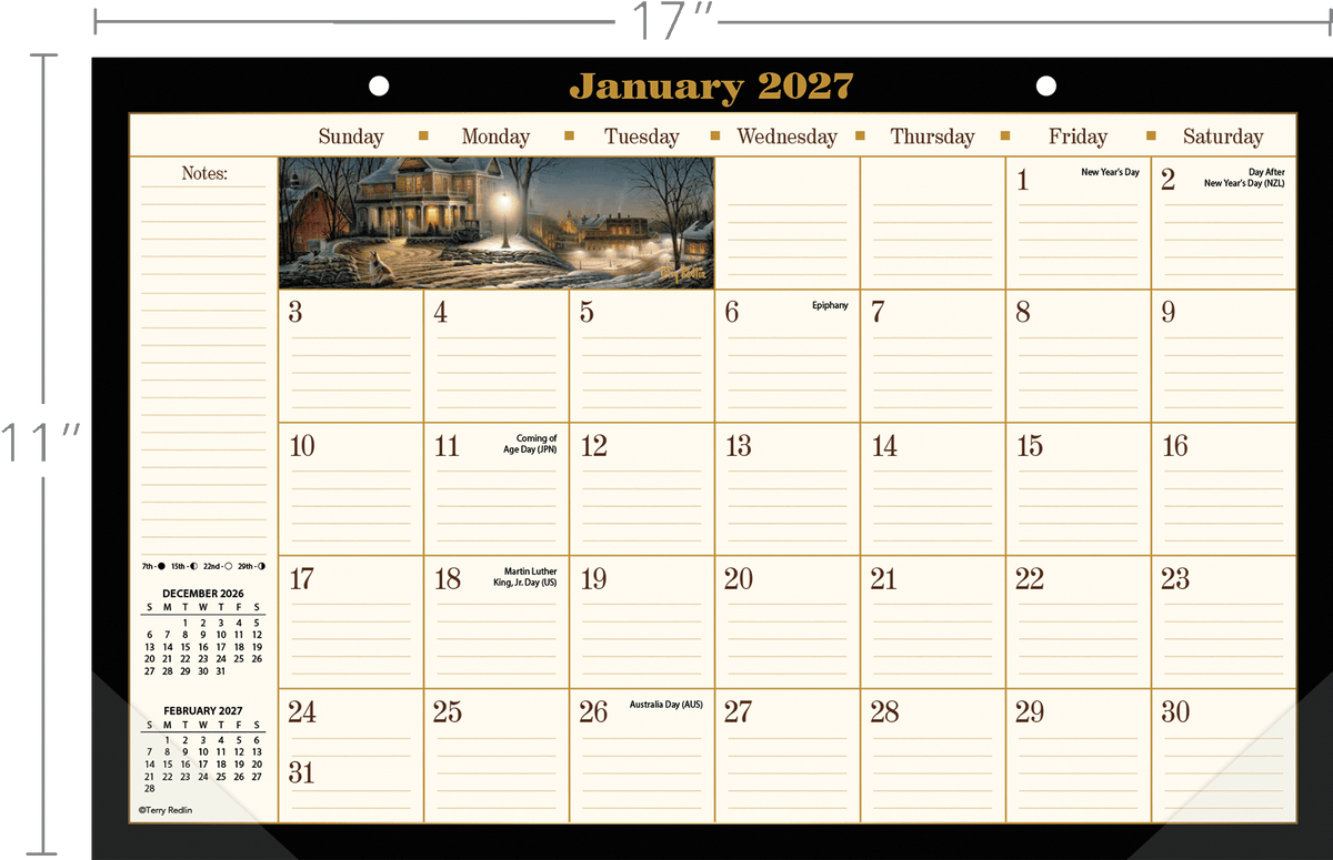 Terry Redlin 2027 - 11" x 17" Deskpad Calendar
