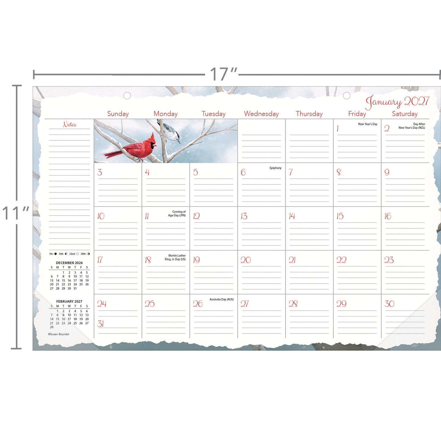 Songbirds 2027 - 11" x 17" Deskpad Calendar