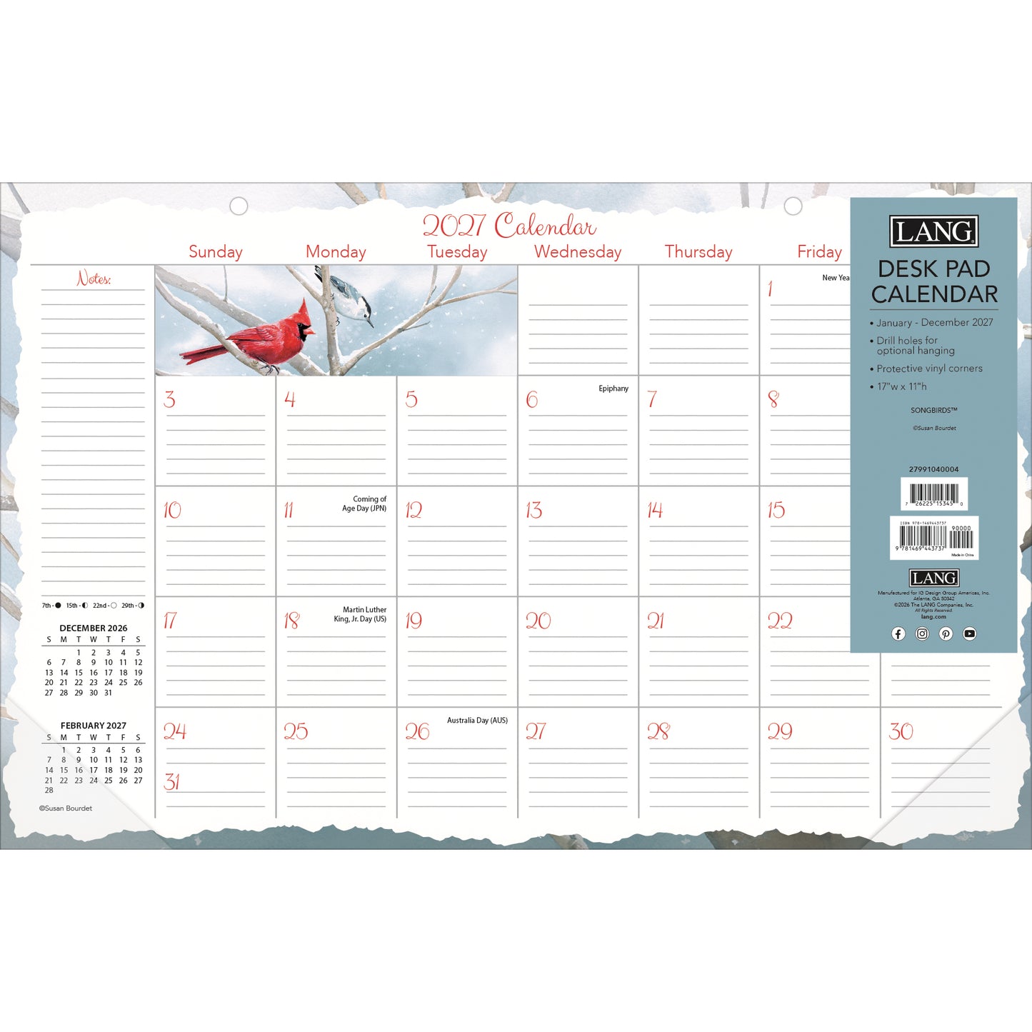 Songbirds 2027 - 11" x 17" Deskpad Calendar