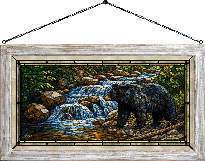 Shadow of the Forest - Black Bear - Stained Glass Art