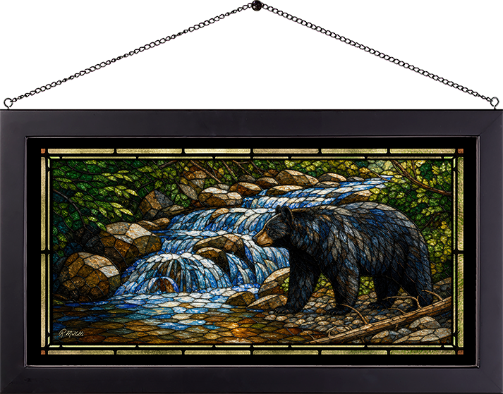 Shadow of the Forest - Black Bear - Stained Glass Art