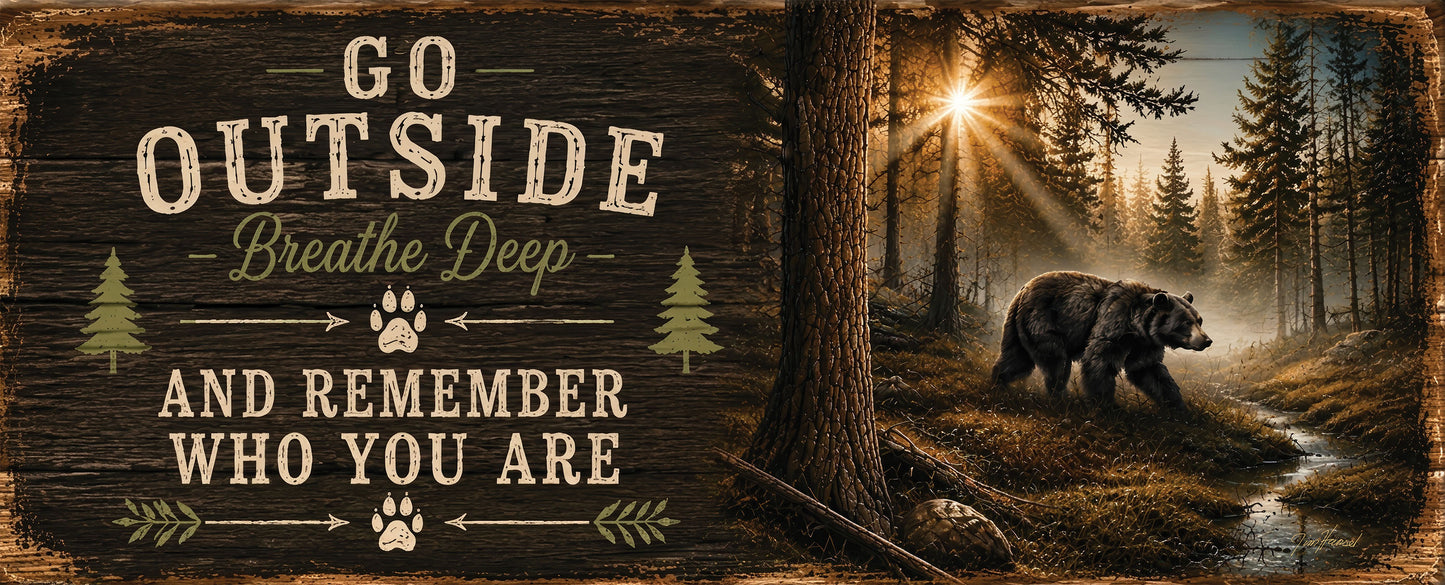 Shadow in the Mist "Go Outside" - 12" x 30" Wood Sign