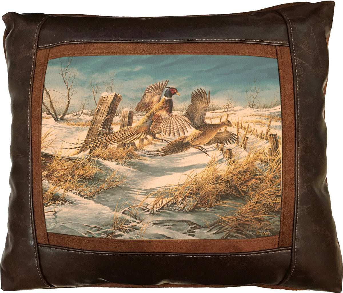Clearing the Rail - 15" x 17"  Leather Pillow