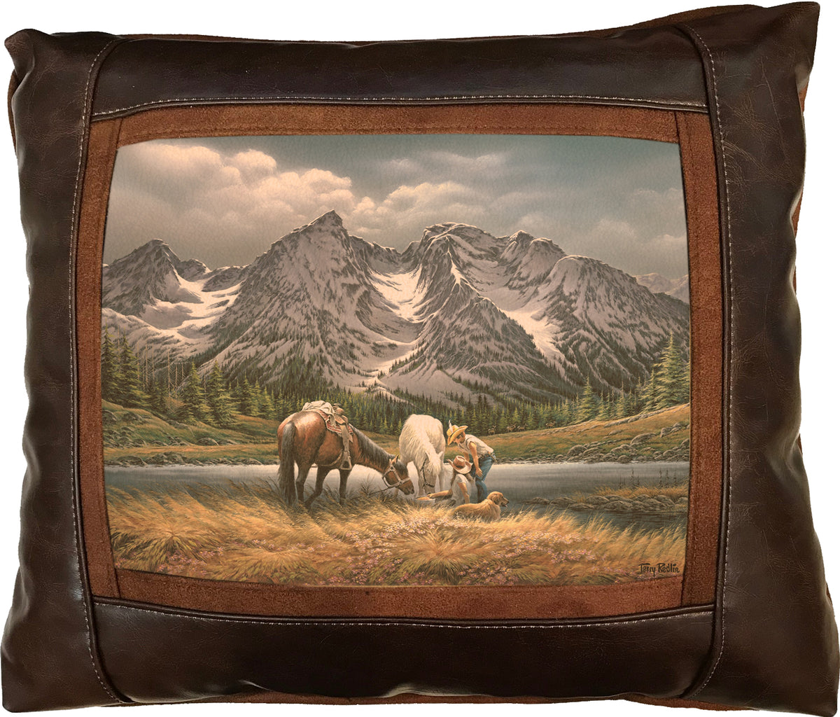 For Purple Mountain Majesties - 15" x 17"  Leather Pillow