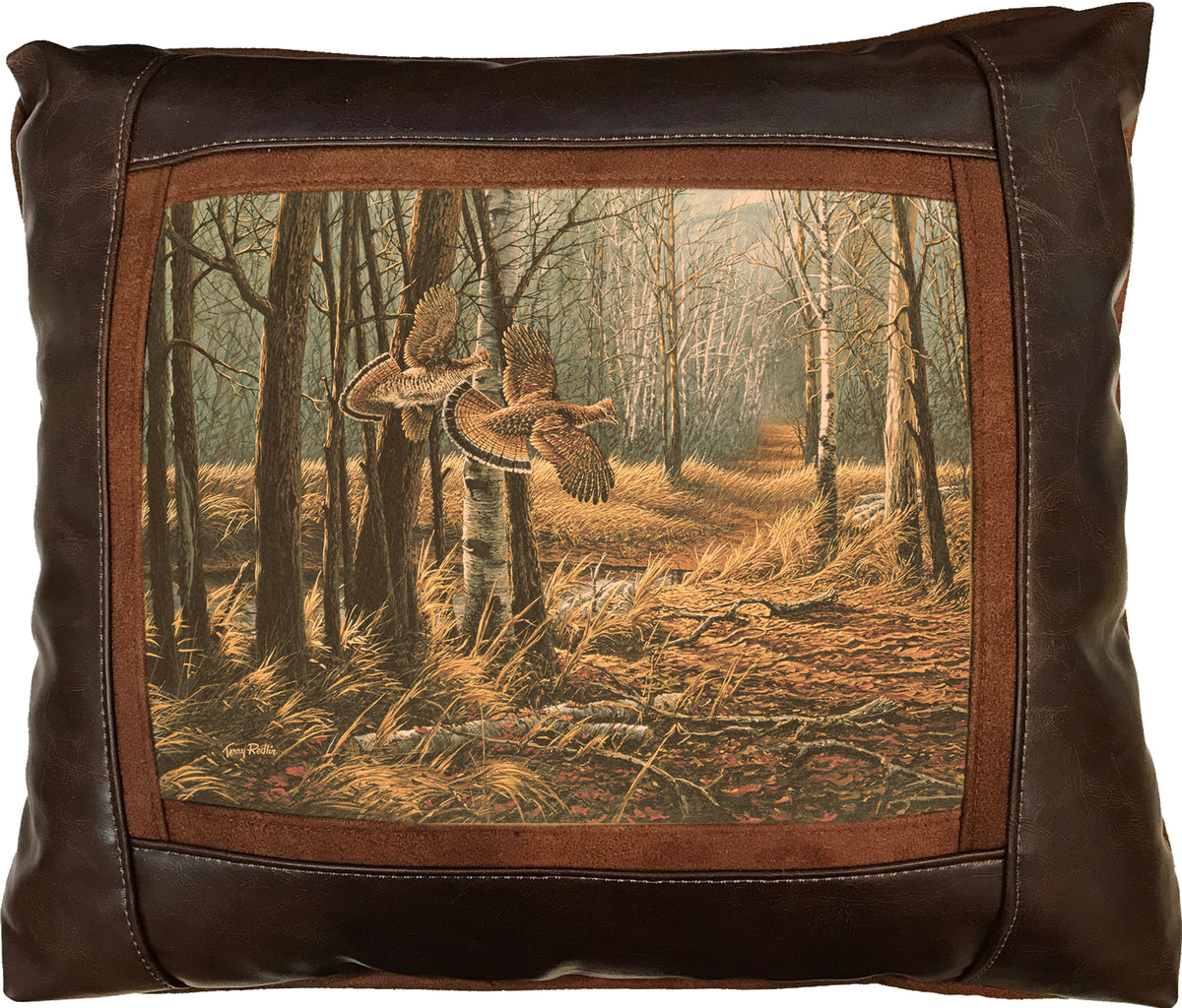 Old Loggers Trail - 15" x 17"  Leather Pillow