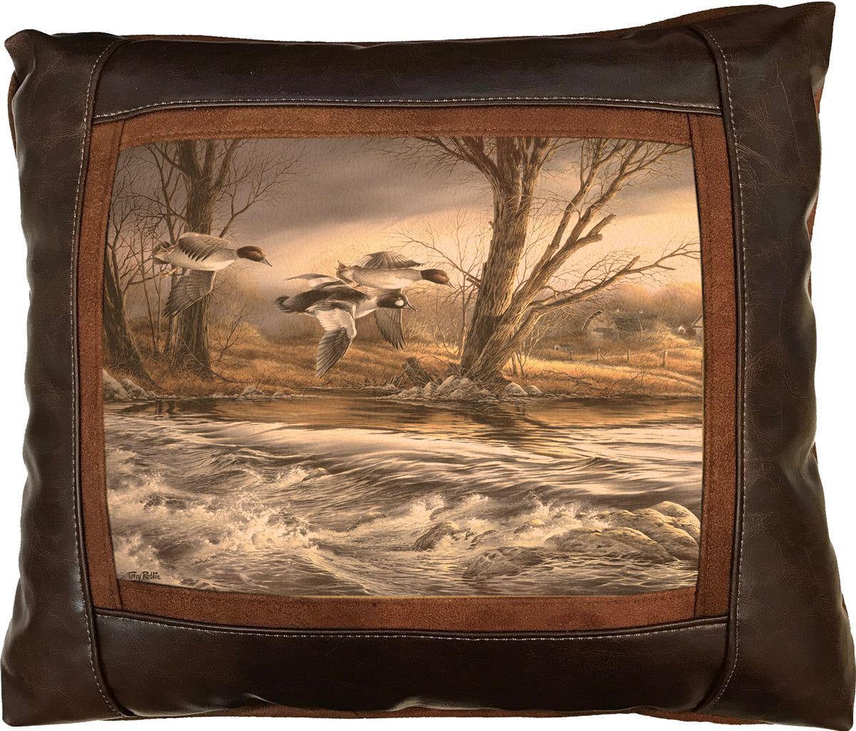 Rushing Rapids - 15" x 17"  Leather Pillow