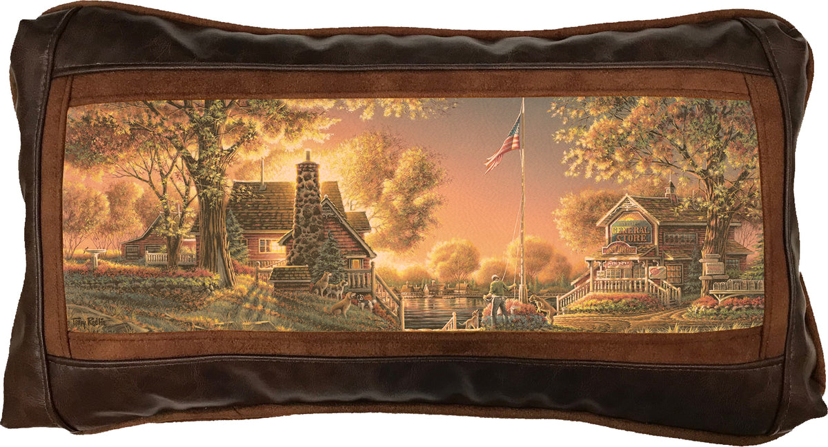 Good Evening, America! - 10" x 18" Leather Pillow