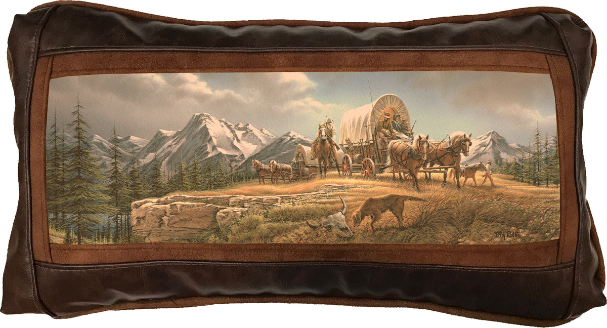 O Beautiful for Spacious Skies - 10" x 18" Leather Pillow
