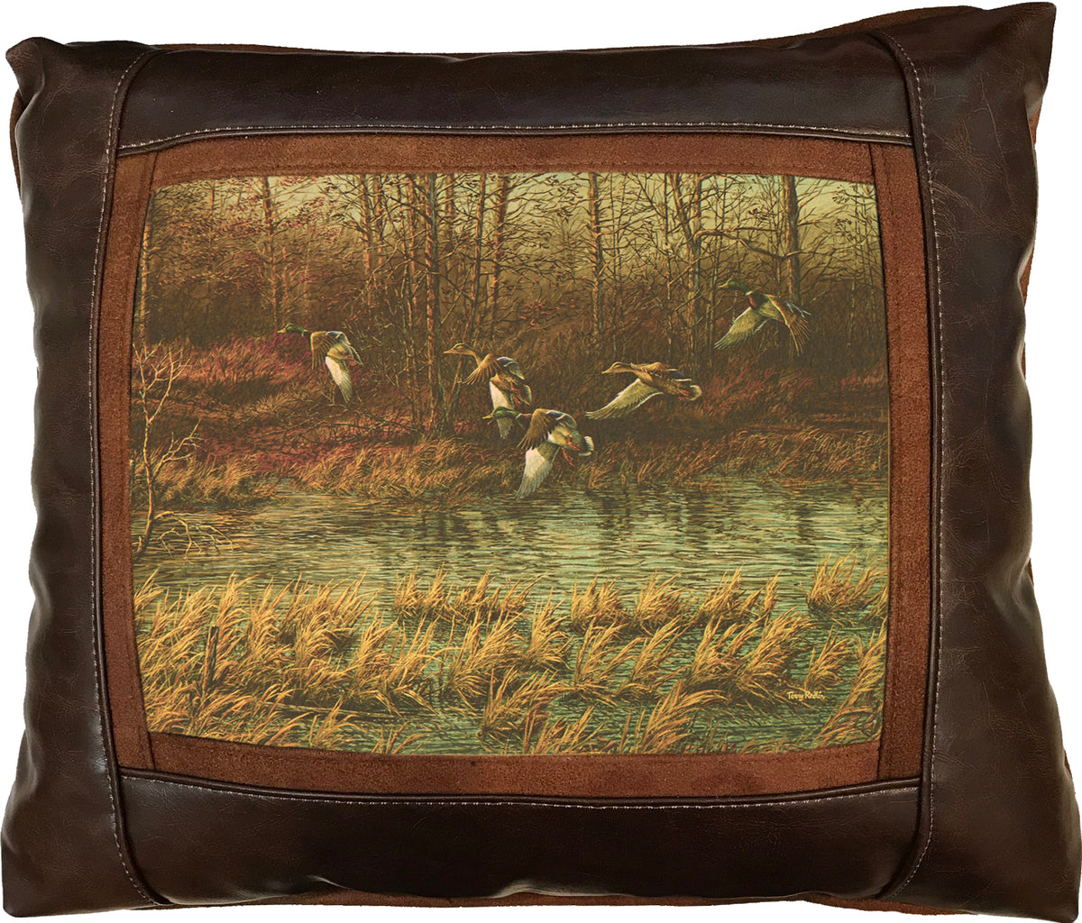 Apple River Mallards - 15" x 17"  Leather Pillow