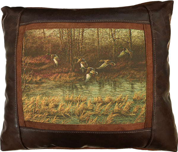 Apple River Mallards - 15" x 17"  Leather Pillow