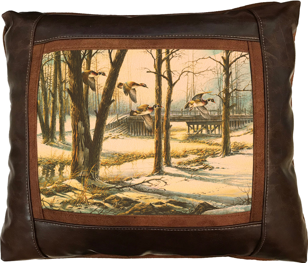 April Snow - 15" x 17"  Leather Pillow