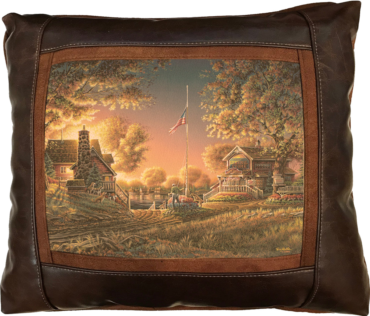 Good Evening, America! - 15" x 17"  Leather Pillow