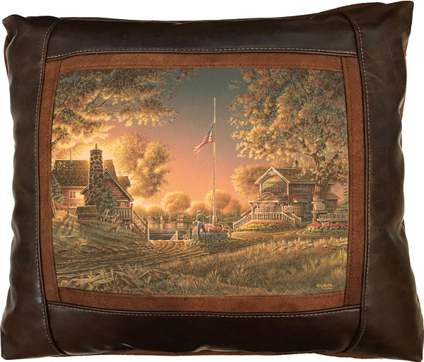 Good Evening, America! - 15" x 17"  Leather Pillow