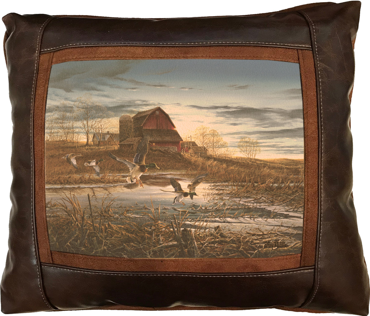Morning Chores - 15" x 17"  Leather Pillow